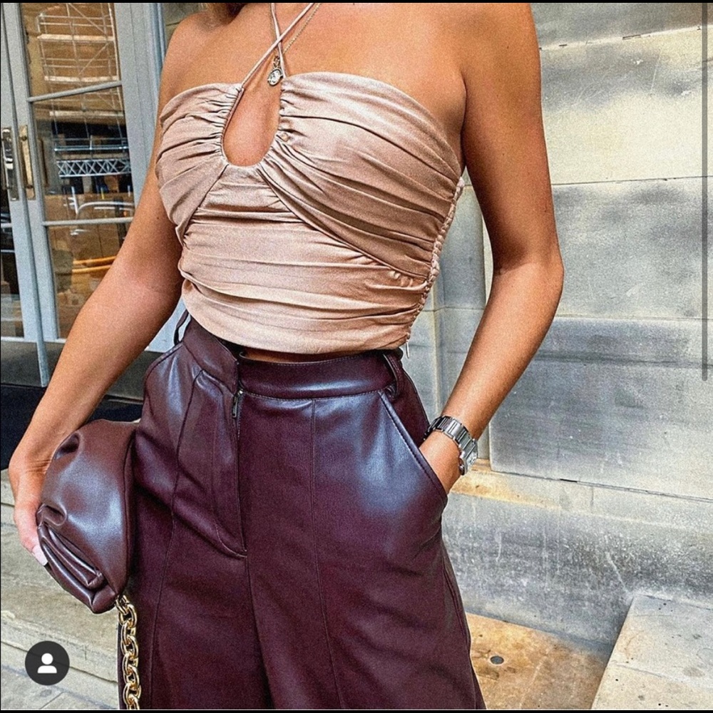 ZARA SATIN EFFECT DRAPED HALTER TOP - S Bloggers Fav